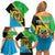 Personalised Tanzania Union Day Family Matching Off Shoulder Short Dress and Hawaiian Shirt Coat Of Arms With Map