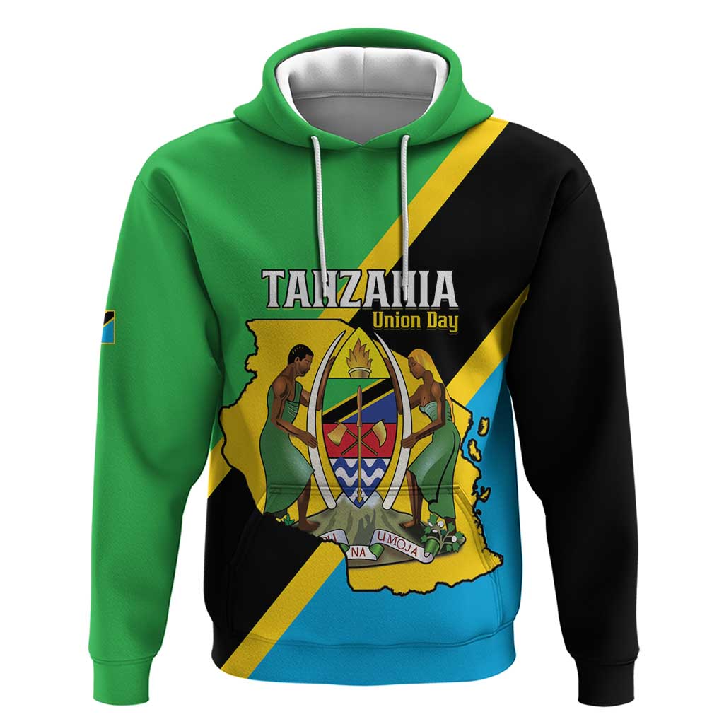 Personalised Tanzania Union Day Hoodie Coat Of Arms With Map