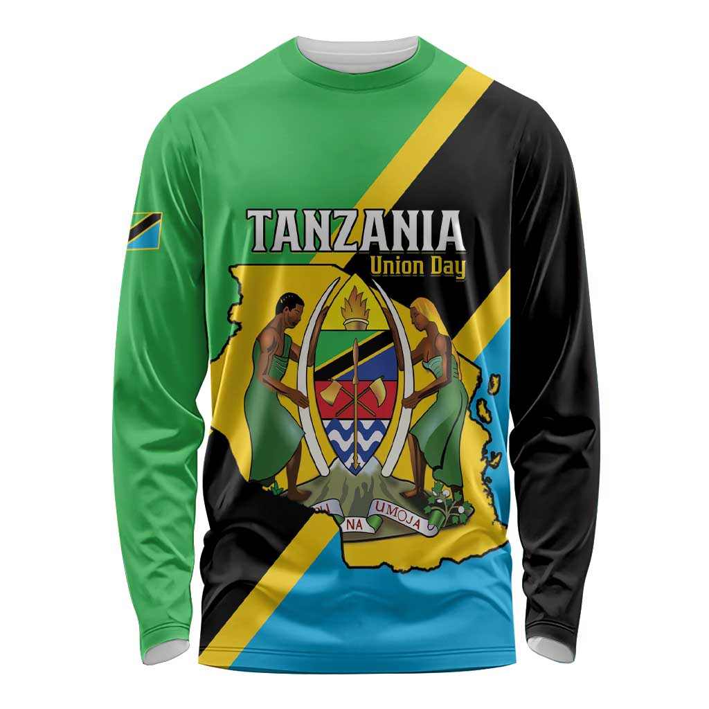 Personalised Tanzania Union Day Long Sleeve Shirt Coat Of Arms With Map