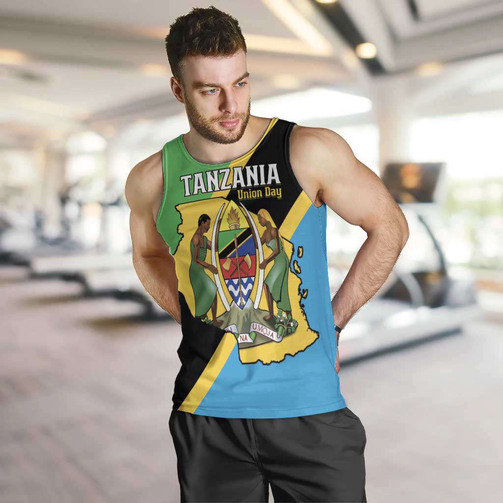 Personalised Tanzania Union Day Men Tank Top Coat Of Arms With Map