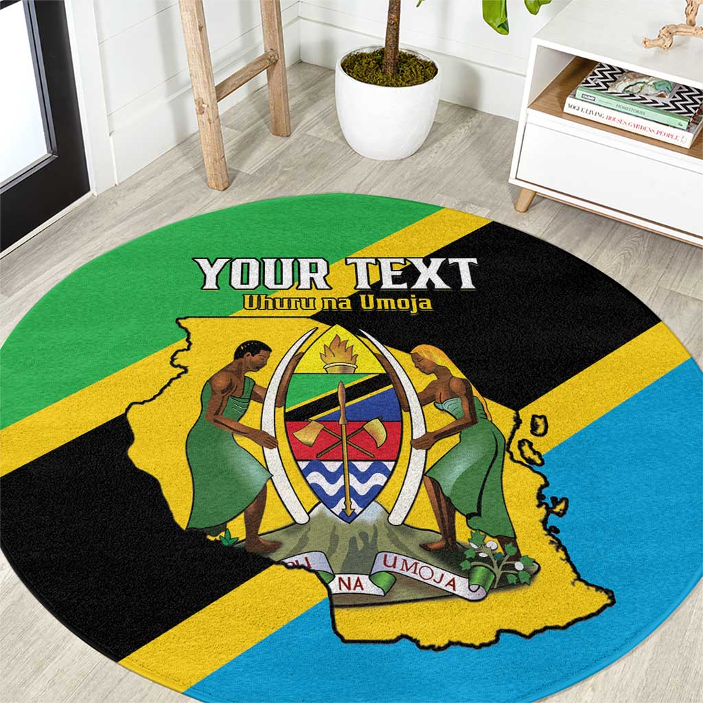 Personalised Tanzania Union Day Round Carpet Coat Of Arms With Map