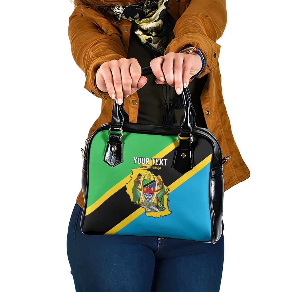 Personalised Tanzania Union Day Shoulder Handbag Coat Of Arms With Map