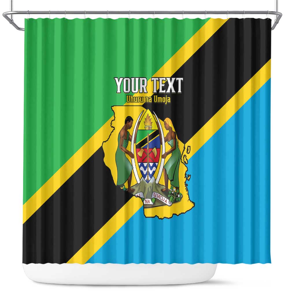 Personalised Tanzania Union Day Shower Curtain Coat Of Arms With Map