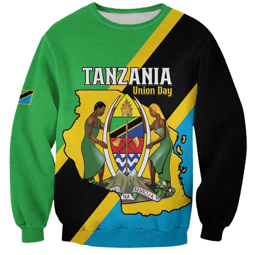 Personalised Tanzania Union Day Sweatshirt Coat Of Arms With Map