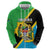 Personalised Tanzania Union Day Zip Hoodie Coat Of Arms With Map