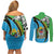 Tanzania Giraffe Couples Matching Off Shoulder Short Dress and Long Sleeve Button Shirt Coat Of Arms African Pattern