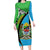 Tanzania Giraffe Family Matching Long Sleeve Bodycon Dress and Hawaiian Shirt Coat Of Arms African Pattern