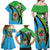 Tanzania Giraffe Family Matching Off Shoulder Maxi Dress and Hawaiian Shirt Coat Of Arms African Pattern