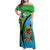 Tanzania Giraffe Family Matching Off Shoulder Maxi Dress and Hawaiian Shirt Coat Of Arms African Pattern