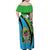 Tanzania Giraffe Family Matching Off Shoulder Maxi Dress and Hawaiian Shirt Coat Of Arms African Pattern