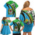 Tanzania Giraffe Family Matching Off Shoulder Short Dress and Hawaiian Shirt Coat Of Arms African Pattern