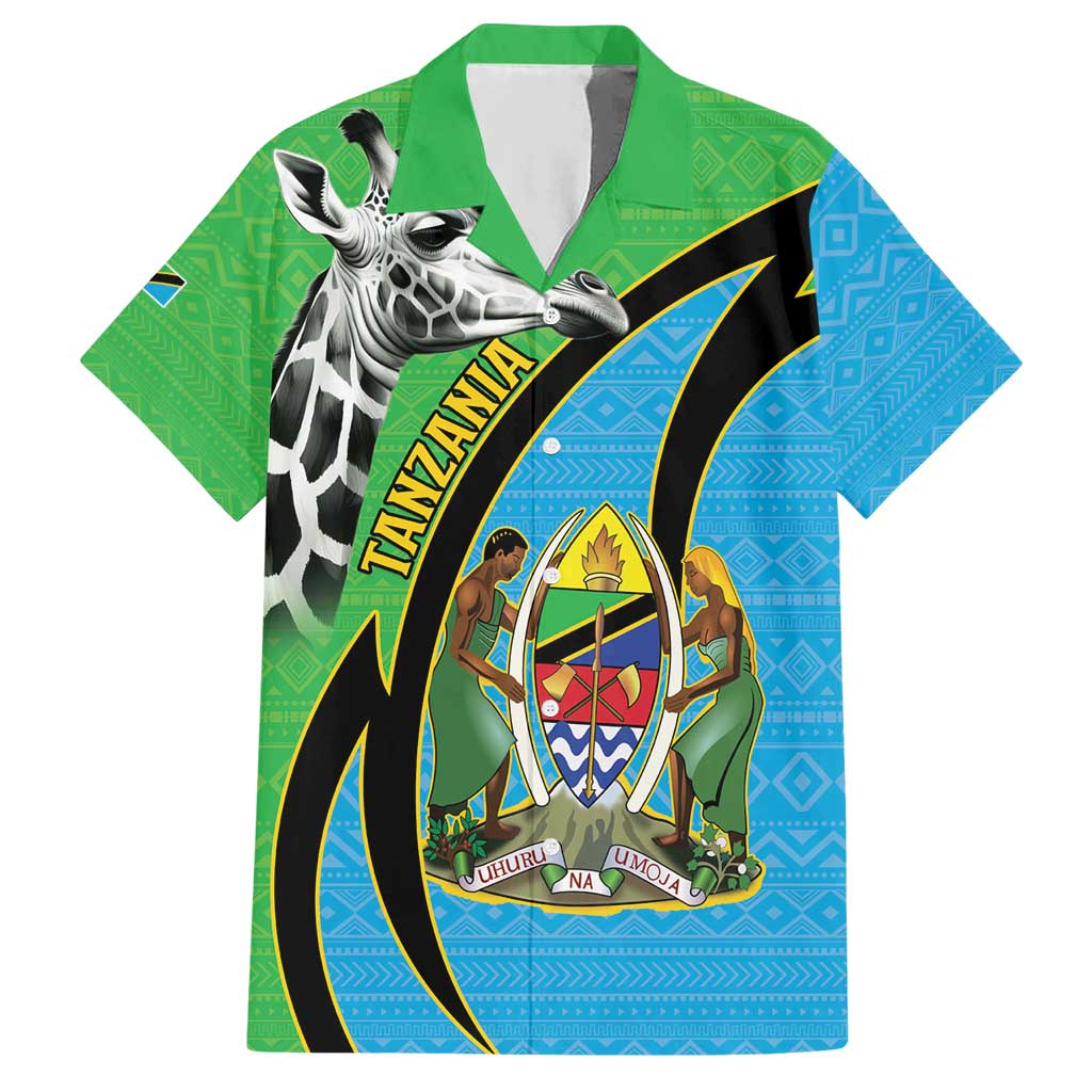 Tanzania Giraffe Hawaiian Shirt Coat Of Arms African Pattern