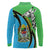 Tanzania Giraffe Long Sleeve Polo Shirt Coat Of Arms African Pattern