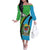 Tanzania Giraffe Off The Shoulder Long Sleeve Dress Coat Of Arms African Pattern