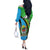 Tanzania Giraffe Off The Shoulder Long Sleeve Dress Coat Of Arms African Pattern