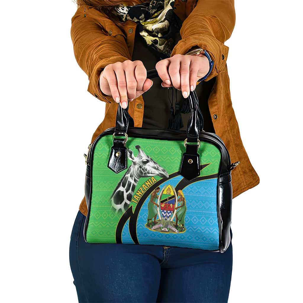 Tanzania Giraffe Shoulder Handbag Coat Of Arms African Pattern