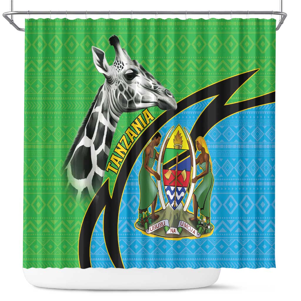 Tanzania Giraffe Shower Curtain Coat Of Arms African Pattern