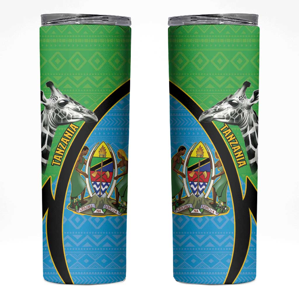 Tanzania Giraffe Skinny Tumbler Coat Of Arms African Pattern