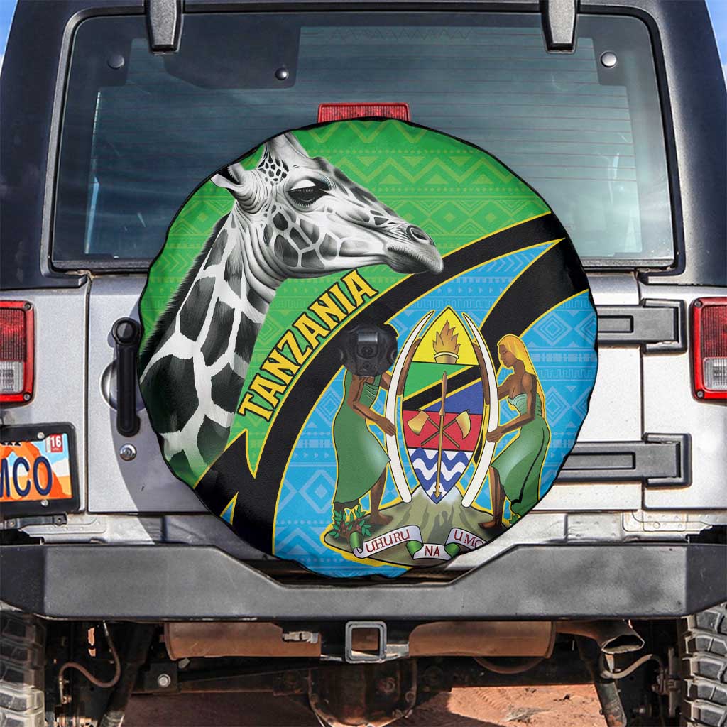 Tanzania Giraffe Spare Tire Cover Coat Of Arms African Pattern