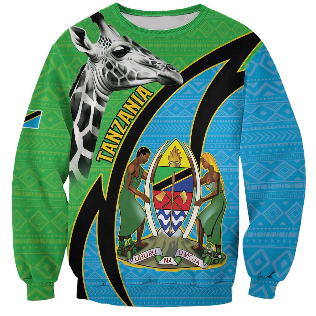 Tanzania Giraffe Sweatshirt Coat Of Arms African Pattern