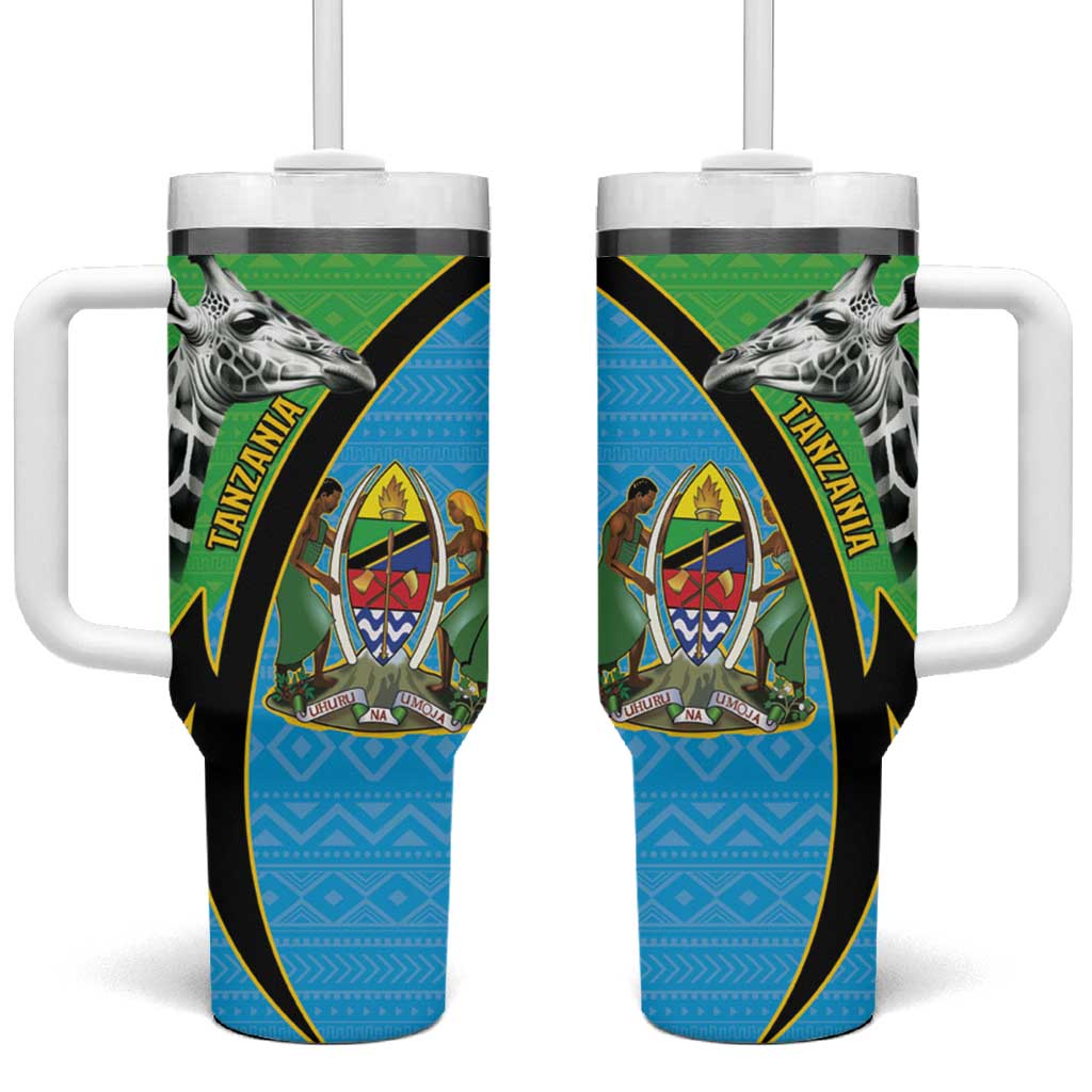 Tanzania Giraffe Tumbler With Handle Coat Of Arms African Pattern