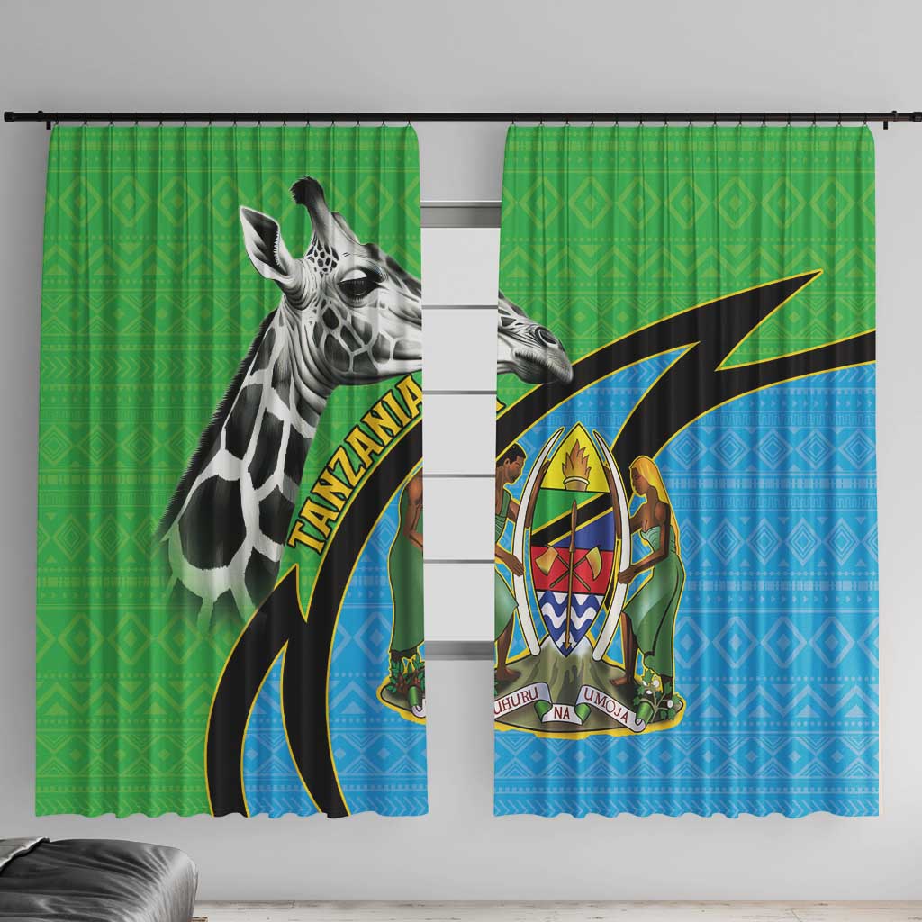 Tanzania Giraffe Window Curtain Coat Of Arms African Pattern