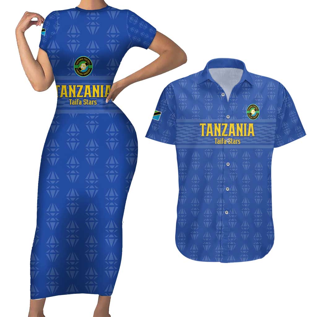 Custom Tanzania Football Couples Matching Short Sleeve Bodycon Dress and Hawaiian Shirt Go Taifa Stars