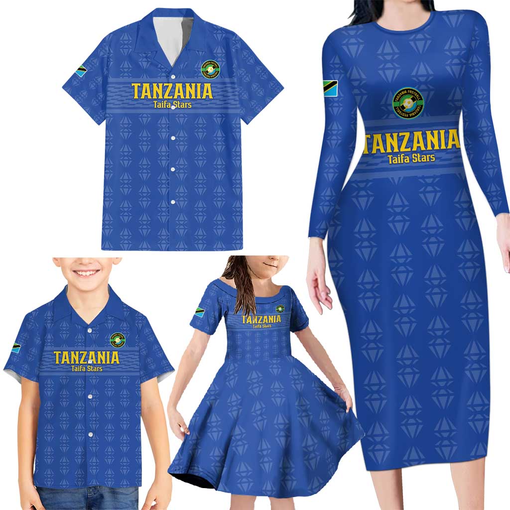 Custom Tanzania Football Family Matching Long Sleeve Bodycon Dress and Hawaiian Shirt Go Taifa Stars