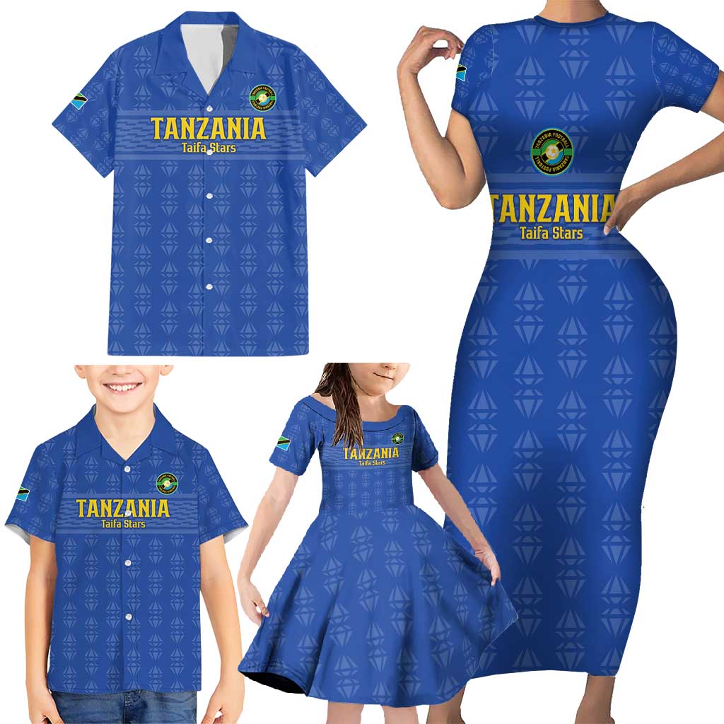 Custom Tanzania Football Family Matching Short Sleeve Bodycon Dress and Hawaiian Shirt Go Taifa Stars