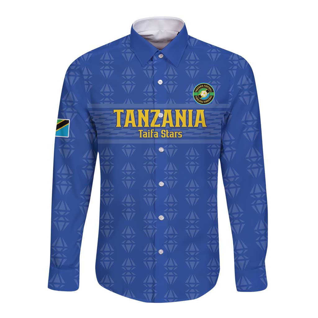 Custom Tanzania Football Long Sleeve Button Shirt Go Taifa Stars