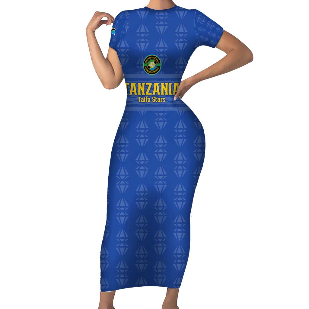 Custom Tanzania Football Short Sleeve Bodycon Dress Go Taifa Stars