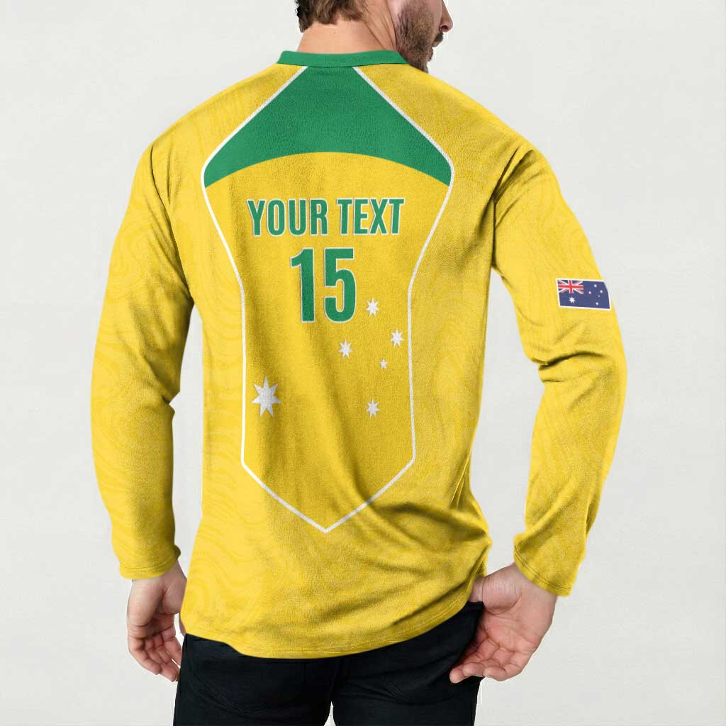 Custom Australia Soccer Button Sweatshirt Aussie Aussie Oi Oi Oi