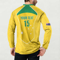 Custom Australia Soccer Button Sweatshirt Aussie Aussie Oi Oi Oi