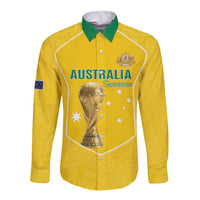 Custom Australia Soccer Long Sleeve Button Shirt Aussie Aussie Oi Oi Oi