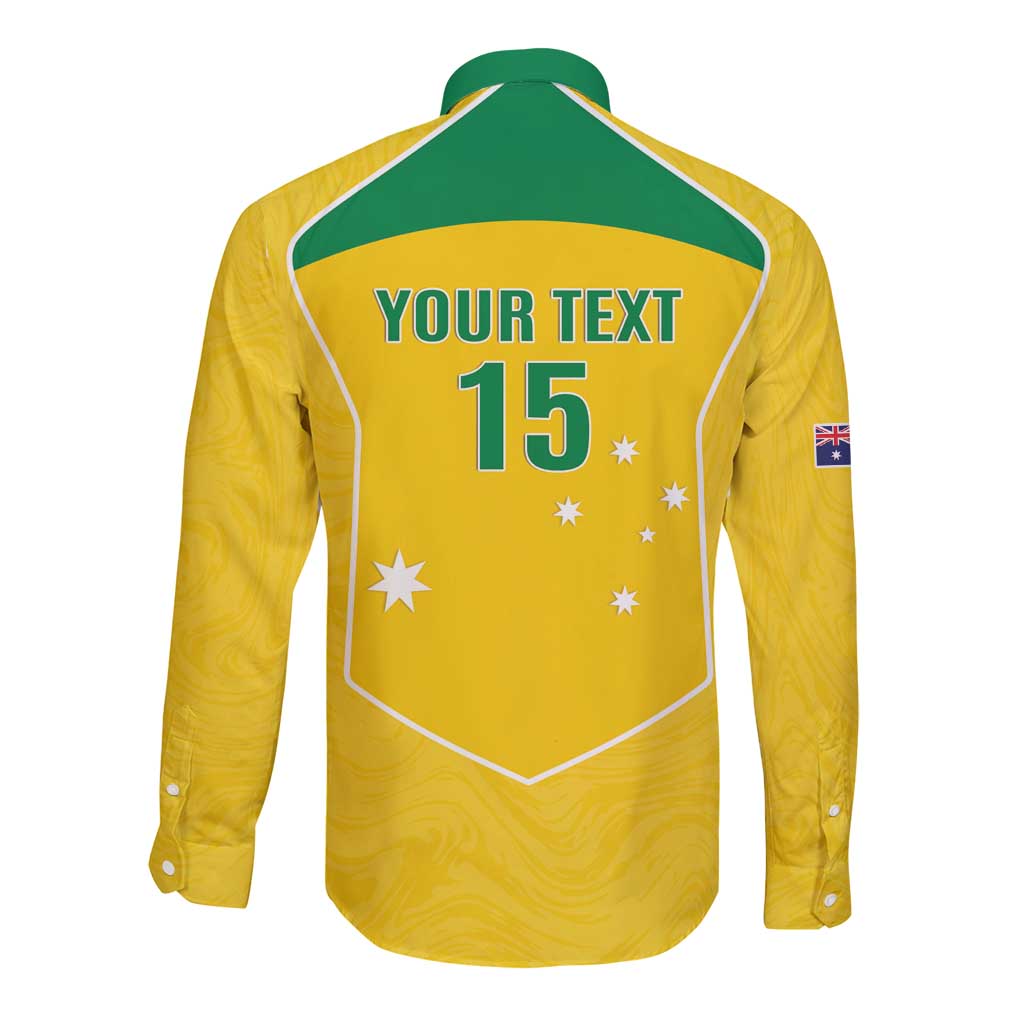 Custom Australia Soccer Long Sleeve Button Shirt Aussie Aussie Oi Oi Oi
