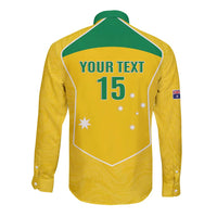 Custom Australia Soccer Long Sleeve Button Shirt Aussie Aussie Oi Oi Oi