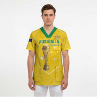 Custom Australia Soccer Scrub Top Aussie Aussie Oi Oi Oi