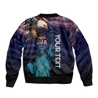 Personalized Fourth Of July USA Bomber Jacket Eagle - Statue Of Liberty