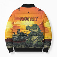 Personalized Alligator Alcatraz Bomber Puffer Jacket Gator Island Prison Retro Sunset - Wonder Print Shop