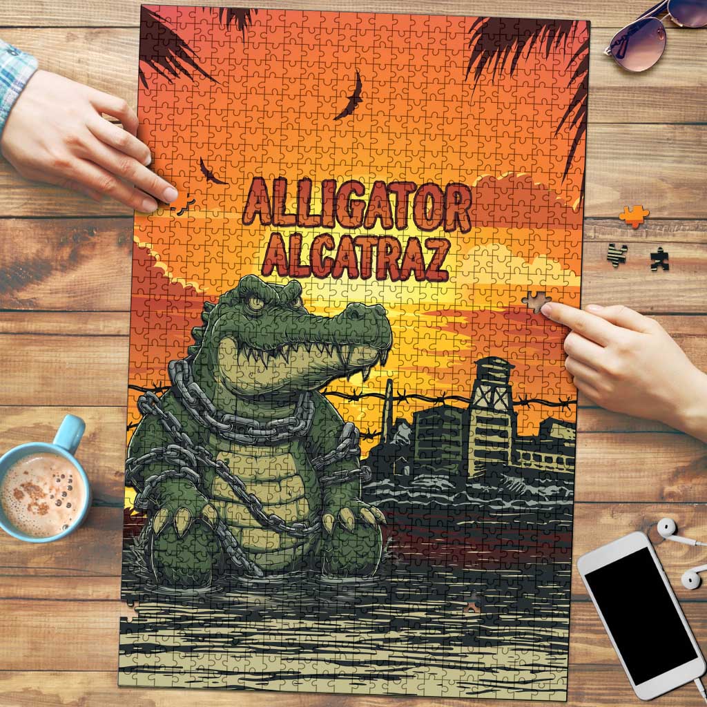Alligator Alcatraz Puzzle Gator Island Prison Retro Sunset - Wonder Print Shop