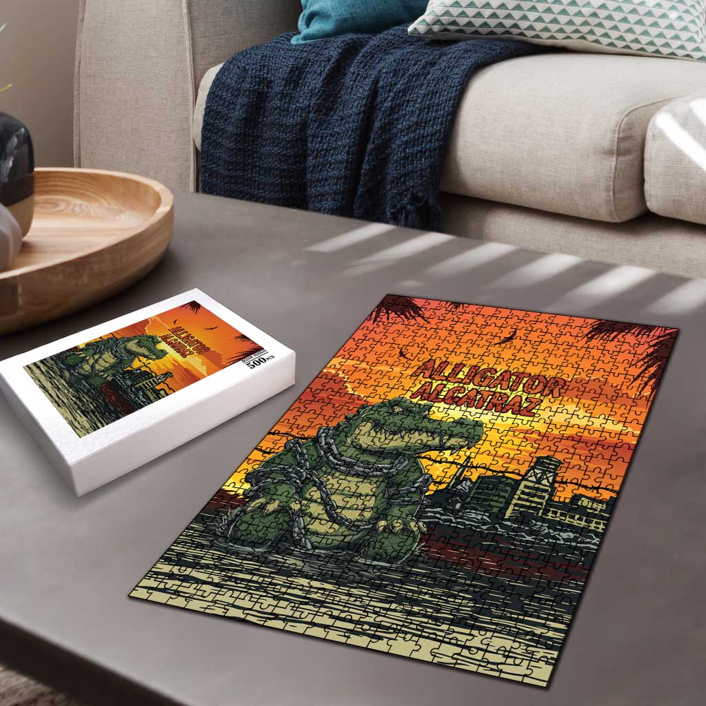 Alligator Alcatraz Puzzle Gator Island Prison Retro Sunset - Wonder Print Shop