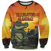 Personalized Alligator Alcatraz Sweatshirt Gator Island Prison Retro Sunset - Wonder Print Shop
