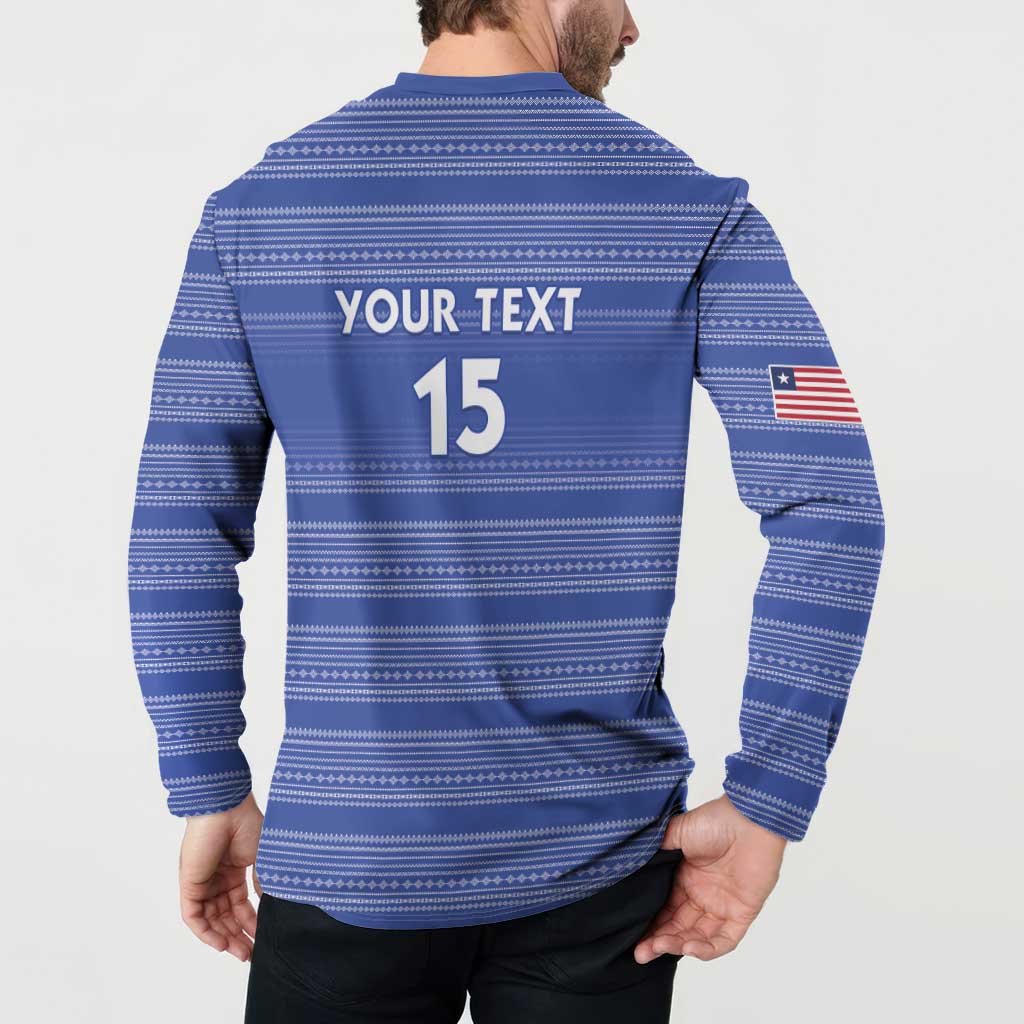 Custom Liberia Football Button Sweatshirt Women Blue Jersey - Wonder Print Shop
