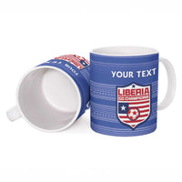 Custom Liberia Football Ceramic Mug Women Blue Jersey - Wonder Print Shop