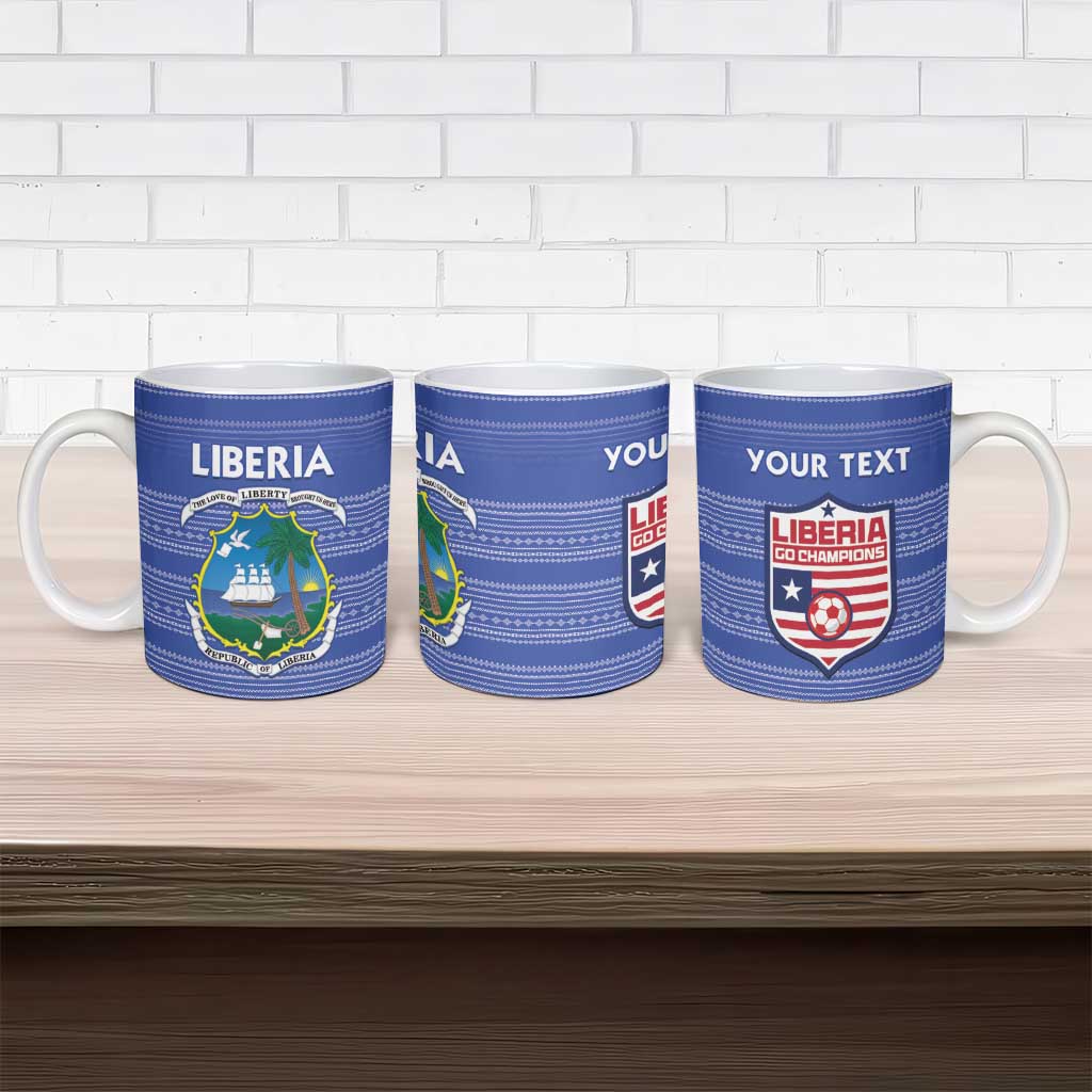 Custom Liberia Football Ceramic Mug Women Blue Jersey - Wonder Print Shop