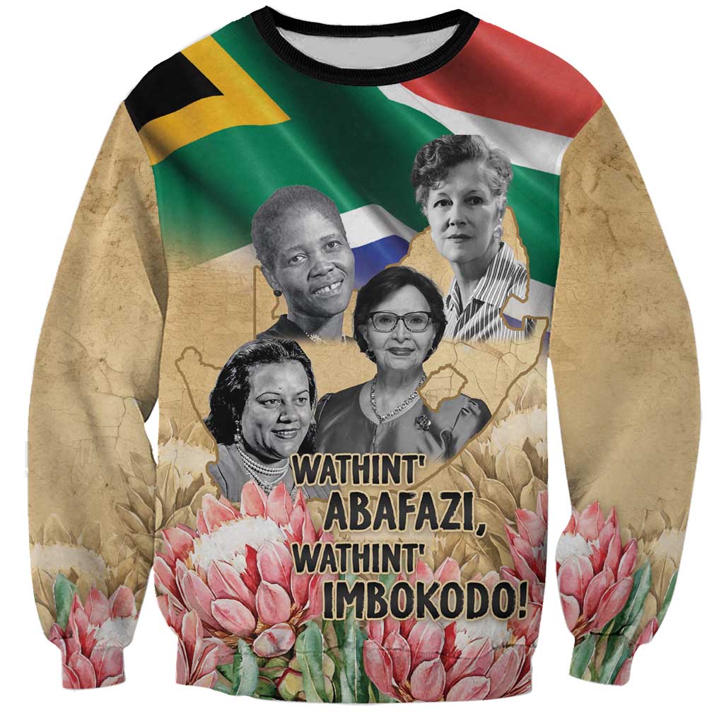 Unisex sweatshirt with multicolor portrait print and pink flower graphics