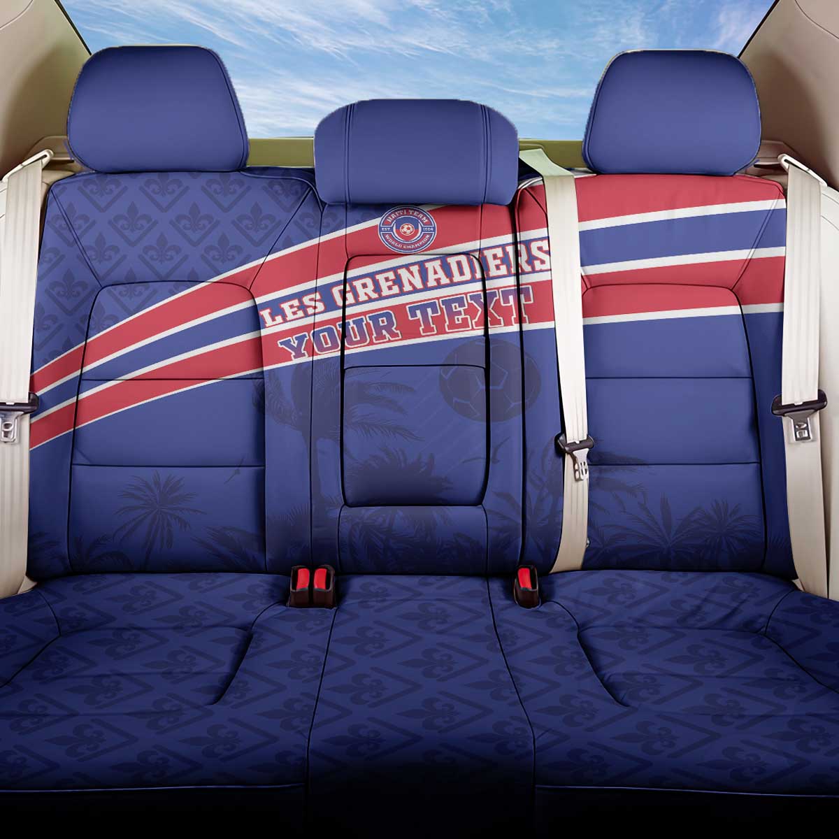 Custom Haiti Football Back Car Seat Cover Les Grenadiers - Royal Palm