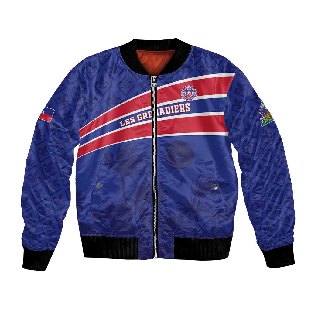 Custom Haiti Football Bomber Jacket Les Grenadiers - Royal Palm - Wonder Print Shop