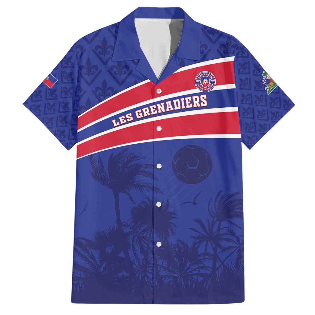 Custom Haiti Football Hawaiian Shirt Les Grenadiers - Royal Palm - Wonder Print Shop