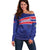 Custom Haiti Football Off Shoulder Sweater Les Grenadiers - Royal Palm - Wonder Print Shop